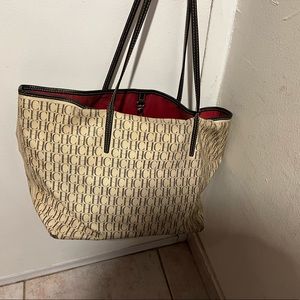 CH CAROLINA HERRERA Coated Canvas Logo Tote large handbag shoulder purse